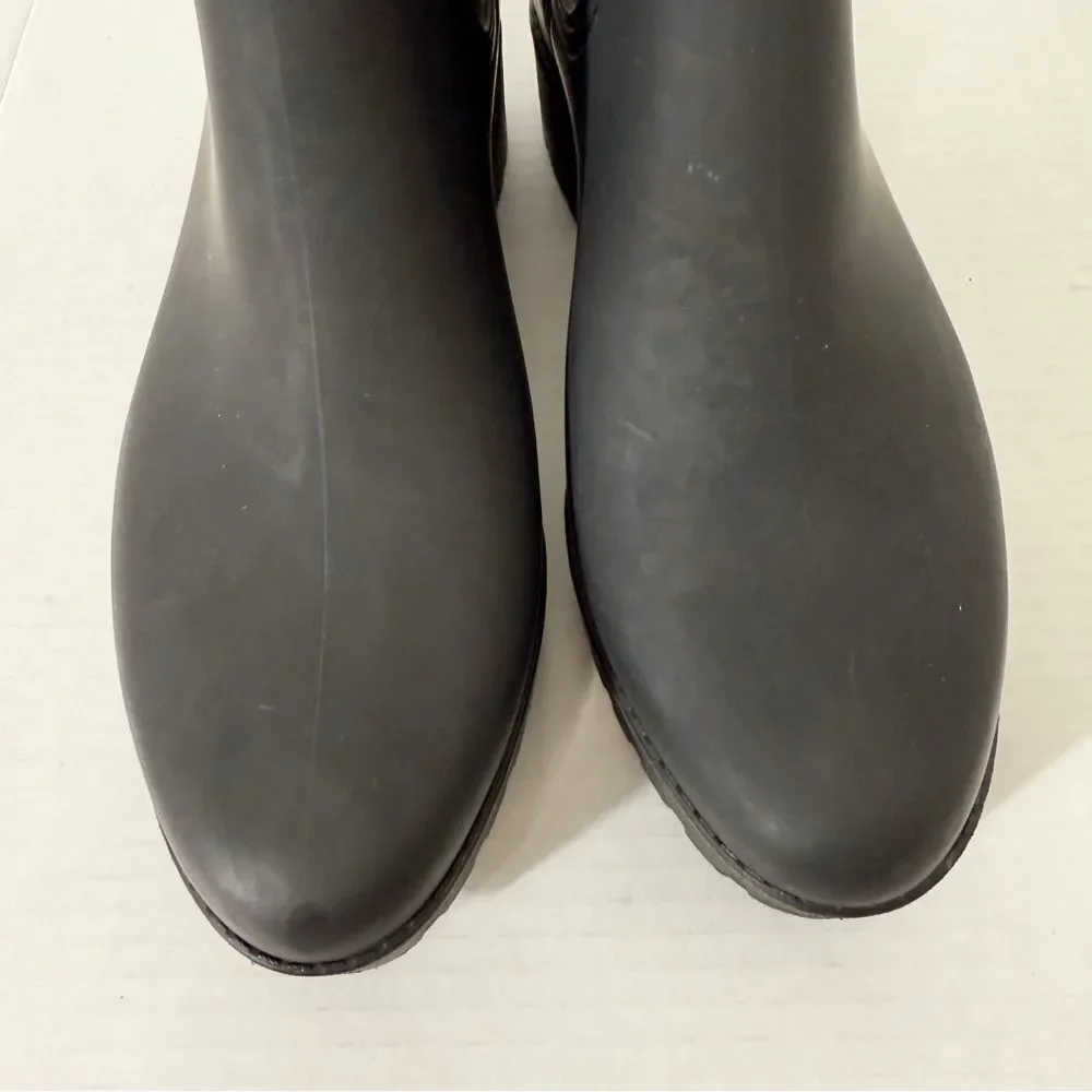 Jeffrey Campbell Womens Matte Black Chunky Platform Chelsea Rain Boot Size 11